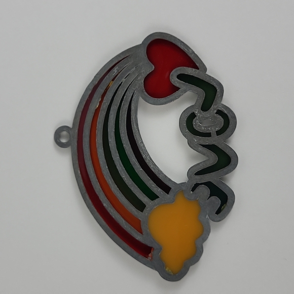 Vintage Rainbow Love Suncatcher, Made in USA, Hippie style - Picture 5 of 9